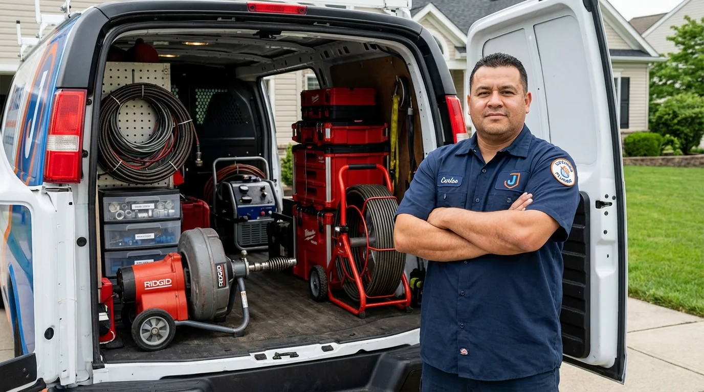 Professional drain cleaning equipment and Johns Plumbing LLC plumber in Barnesville